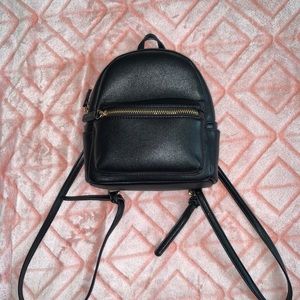 Black mini faux leather Backpack
